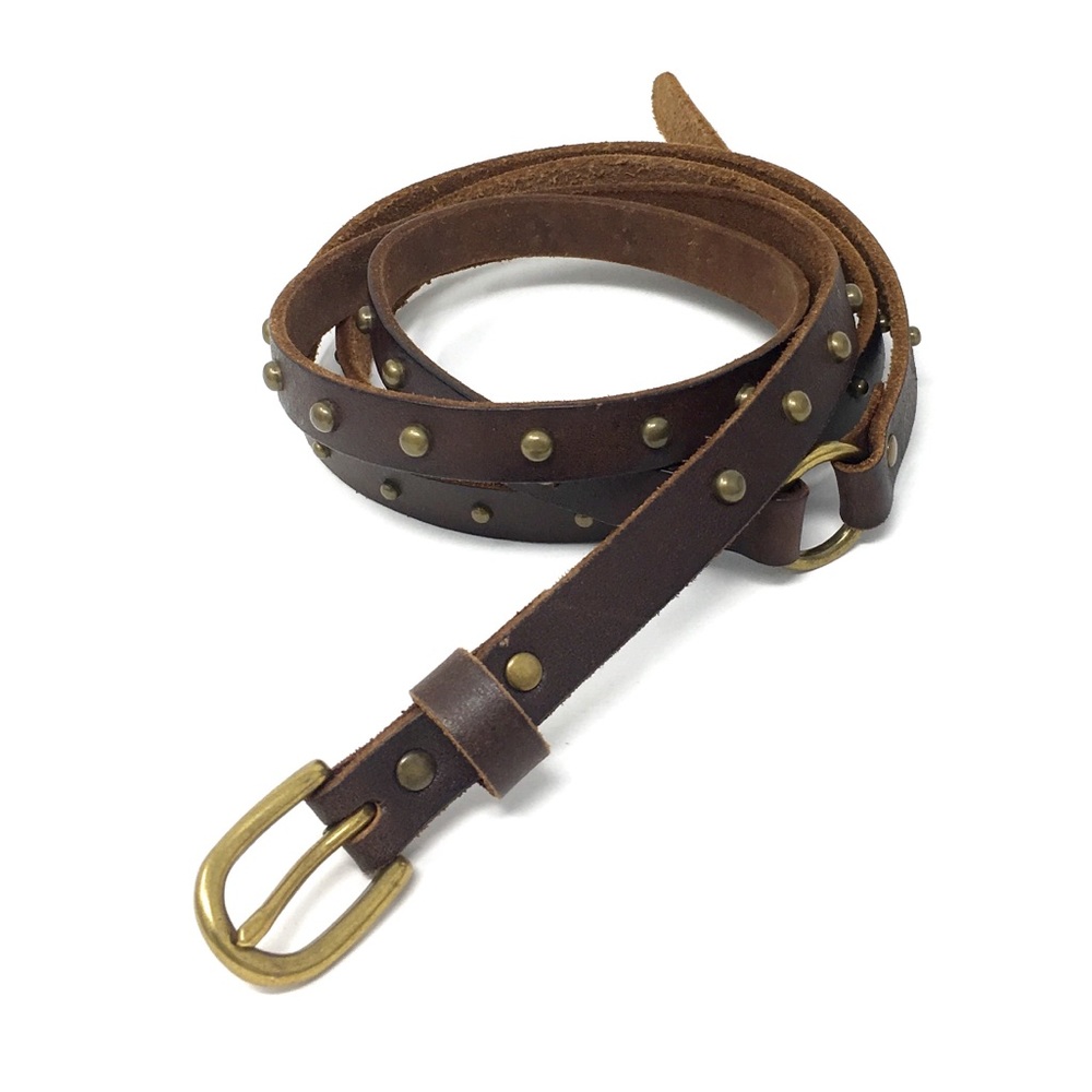 Hickory Brown Genuine Leather Wrap Around Stud Accent  Belt S/M